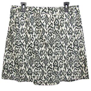 RipSkirt Hawaii Skirt Size L Ivory Black Ikat 19 In Length 2 Wrap Pockets Resort